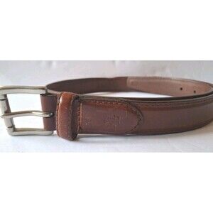 Vintage Lauren Ralph Lauren Brown Leather Belt Size 34 Men's Brass Buckle Preppy